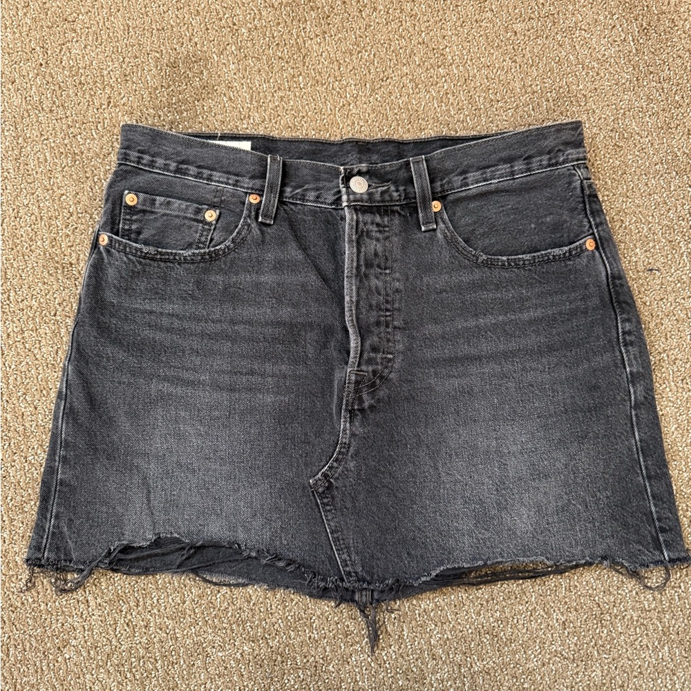 Levi's Black Washed Denim Mini Skirt